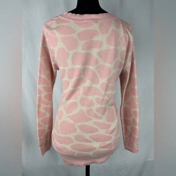 Belle by Kim Gravel Pink Animal Print V Neck Sweater - Picture 4 of 6